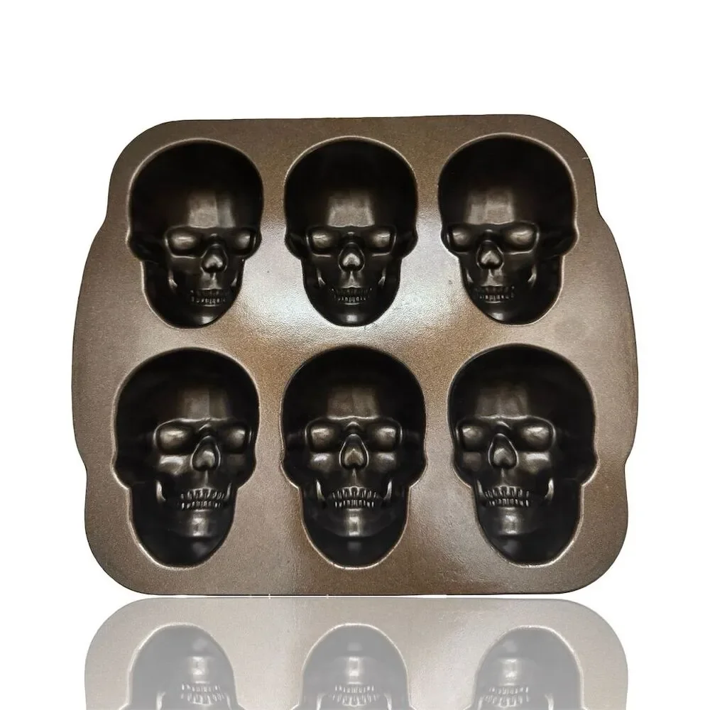 Nordic Ware Halloween Haunted Skull Cakelet Pan Non-Stick Bronze: NWOT
